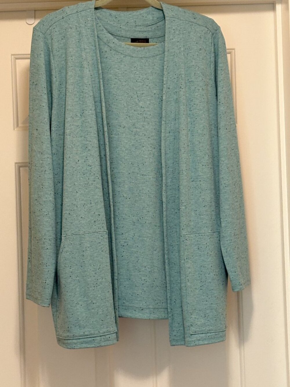 J.Jill Wearever Open Front Marled Jacket & Matching Tank Top L NWOT